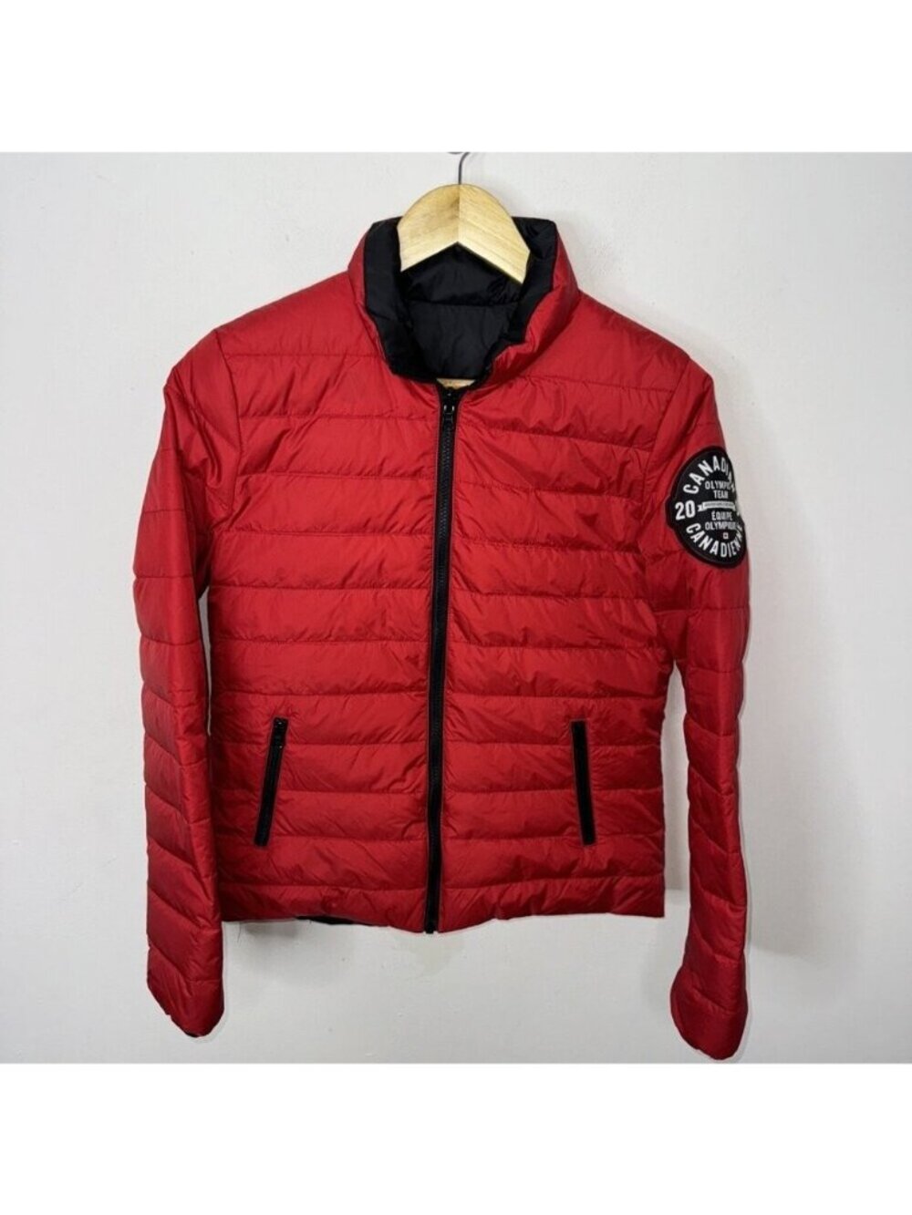 2014 Canadian Olympic Team Woman S HBC Red Puffer Jacket Canada Podium Down